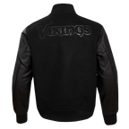 NFL MINNESOTA VIKINGS TRIPLE BLACK MEN'S WOOL VARSITY JACKET (TRIPLE BLACK MEN'S)