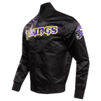 NFL MINNESOTA VIKINGS BLOUSON EN SATIN À GRAND LOGO POUR HOMME (NOIR)