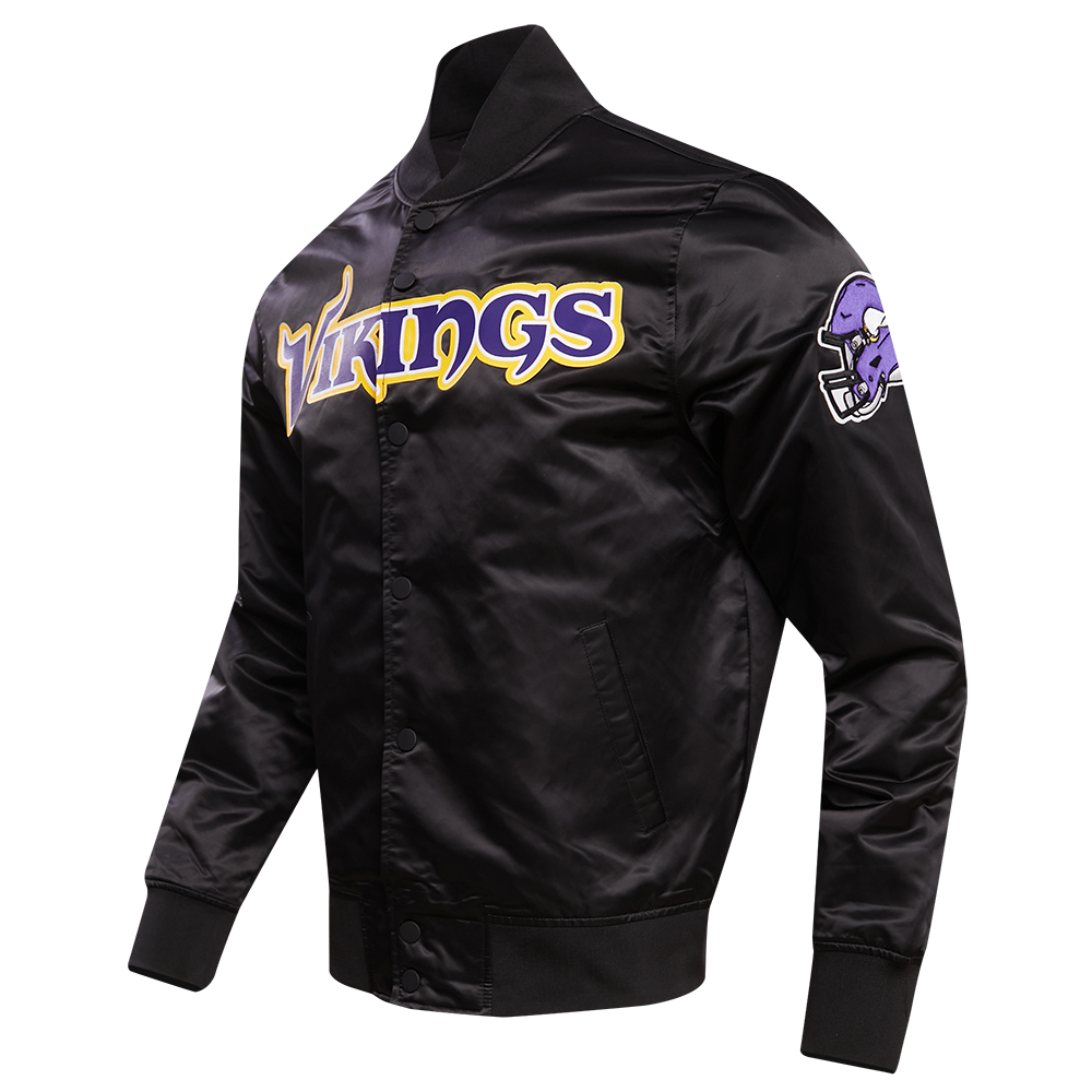 NFL MINNESOTA VIKINGS BLOUSON EN SATIN À GRAND LOGO POUR HOMME (NOIR)