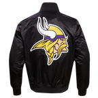 NFL MINNESOTA VIKINGS BLOUSON EN SATIN À GRAND LOGO POUR HOMME (NOIR)
