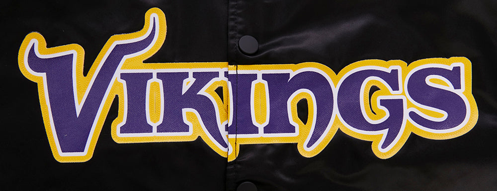 NFL MINNESOTA VIKINGS BLOUSON EN SATIN À GRAND LOGO POUR HOMME (NOIR)