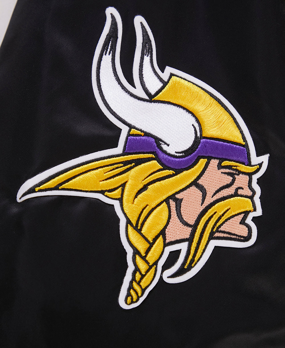 NFL MINNESOTA VIKINGS BLOUSON EN SATIN À GRAND LOGO POUR HOMME (NOIR)