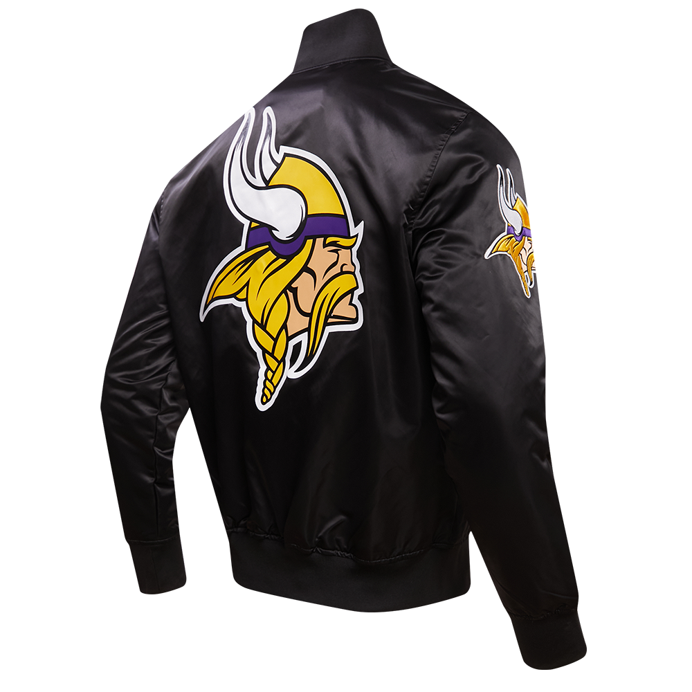 NFL MINNESOTA VIKINGS BLOUSON EN SATIN À GRAND LOGO POUR HOMME (NOIR)