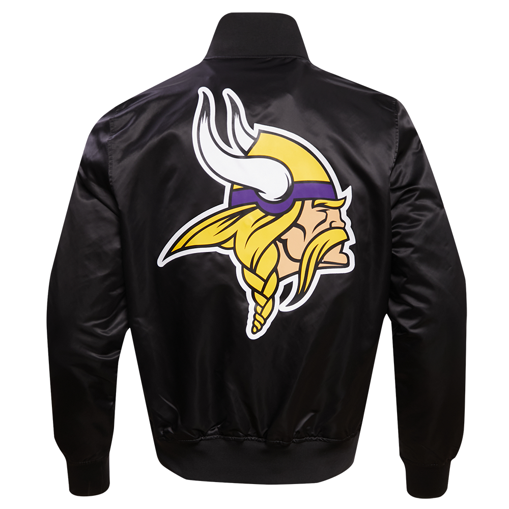 NFL MINNESOTA VIKINGS BLOUSON EN SATIN À GRAND LOGO POUR HOMME (NOIR)