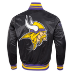 NFL MINNESOTA VIKINGS MASH UP MEN'S RIB SATIN JACKET (BLACK/PURPLE)
