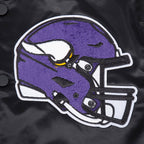 NFL MINNESOTA VIKINGS MASH UP MEN'S RIB SATIN JACKET (BLACK/PURPLE)