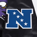 NFL MINNESOTA VIKINGS MASH UP MEN'S RIB SATIN JACKET (BLACK/PURPLE)