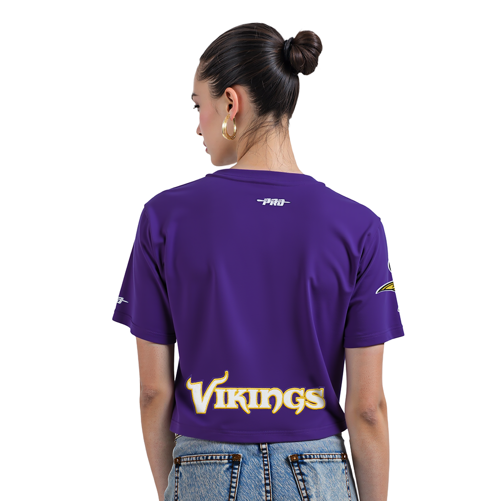 NFL MINNESOTA VIKINGS JUSTIN JEFFERSON #18 CLASSIC PNN WOMEN'S SJ BOXY TEE (Purple)