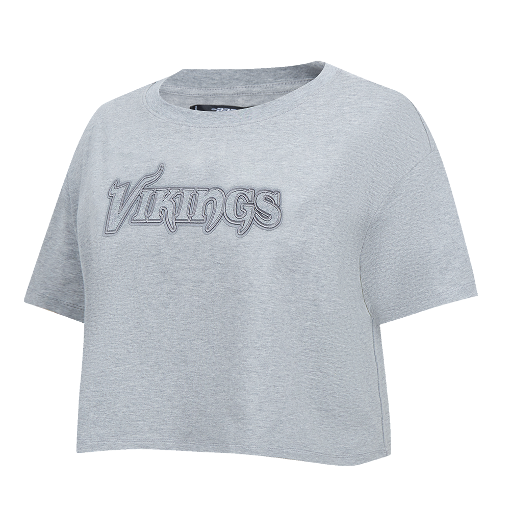 NFL MINNESOTA VIKINGS NEUTRAL SINGLE JERSEY BOXY TEE (DARK HEATHER GRAY)