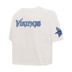 NFL MINNESOTA VIKINGS VARSITY BLUES T-SHIRT EN JERSEY SIMPLE À COUPE CARRÉE POUR FEMME (LIN)
