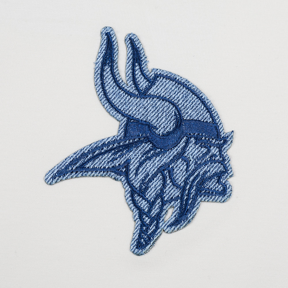 NFL MINNESOTA VIKINGS VARSITY BLUES T-SHIRT EN JERSEY SIMPLE À COUPE CARRÉE POUR FEMME (LIN)