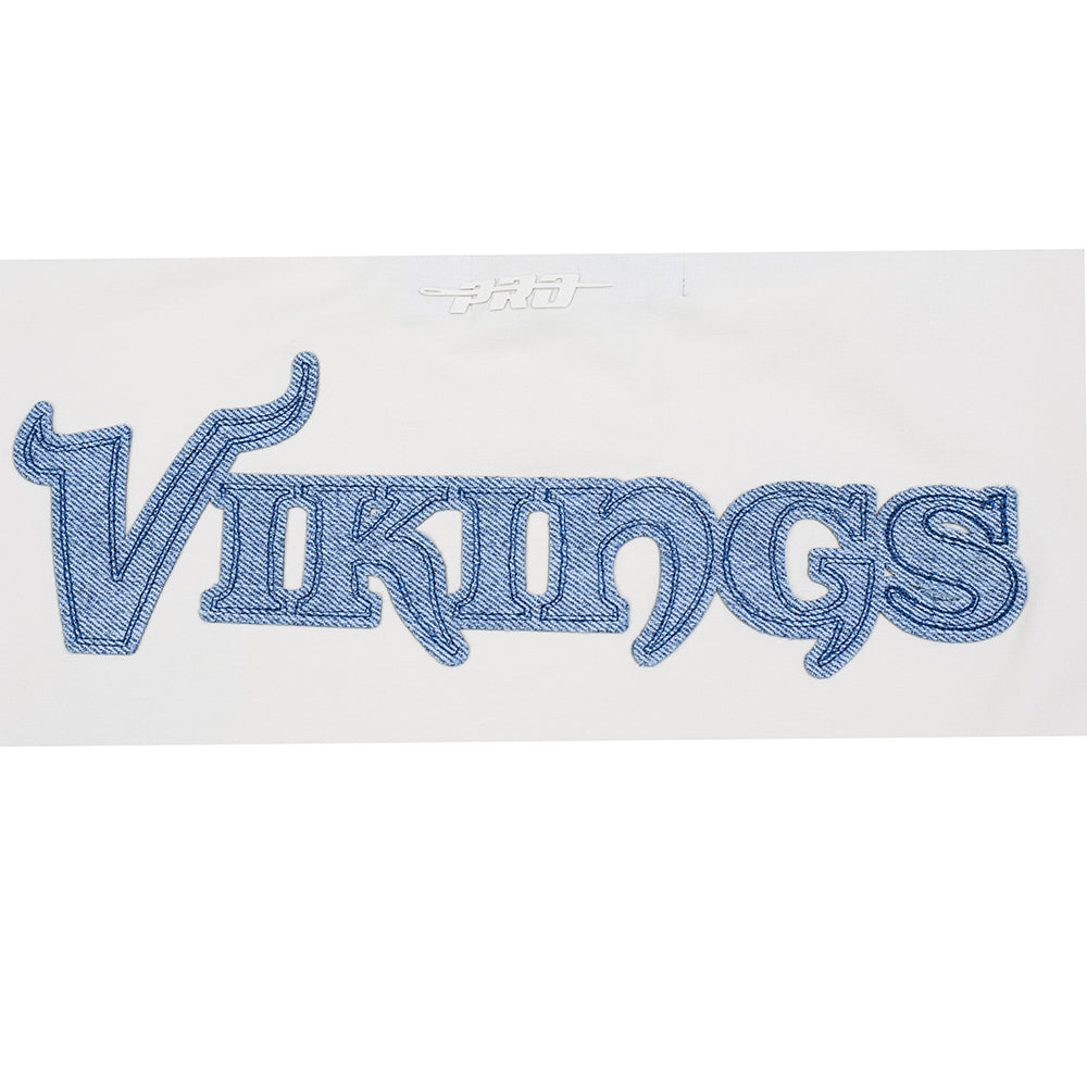 NFL MINNESOTA VIKINGS VARSITY BLUES T-SHIRT EN JERSEY SIMPLE À COUPE CARRÉE POUR FEMME (LIN)