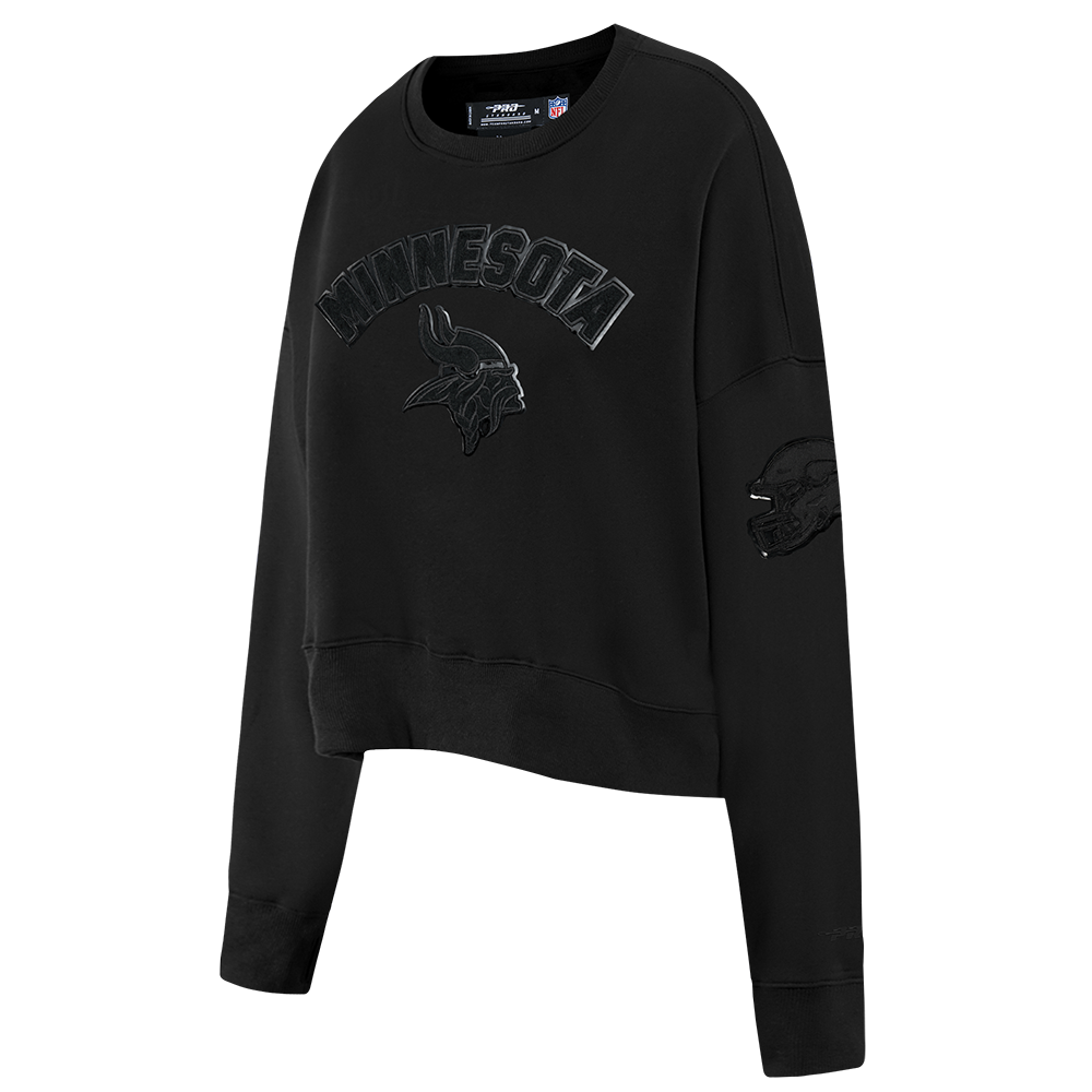 NFL MINNESOTA VIKINGS TRIPLE BLACK CHANDAIL À COL ROND EN MOLLETON POUR FEMME (TRIPLE NOIR FEMME)