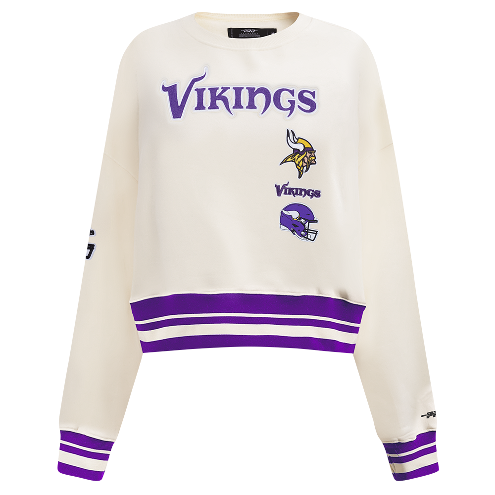 NFL MINNESOTA VIKINGS RETRO CLASSIC CHANDAIL À COL ROND CÔTELÉ POUR FEMME (COQUILLE D'ŒUF/VIOLET)