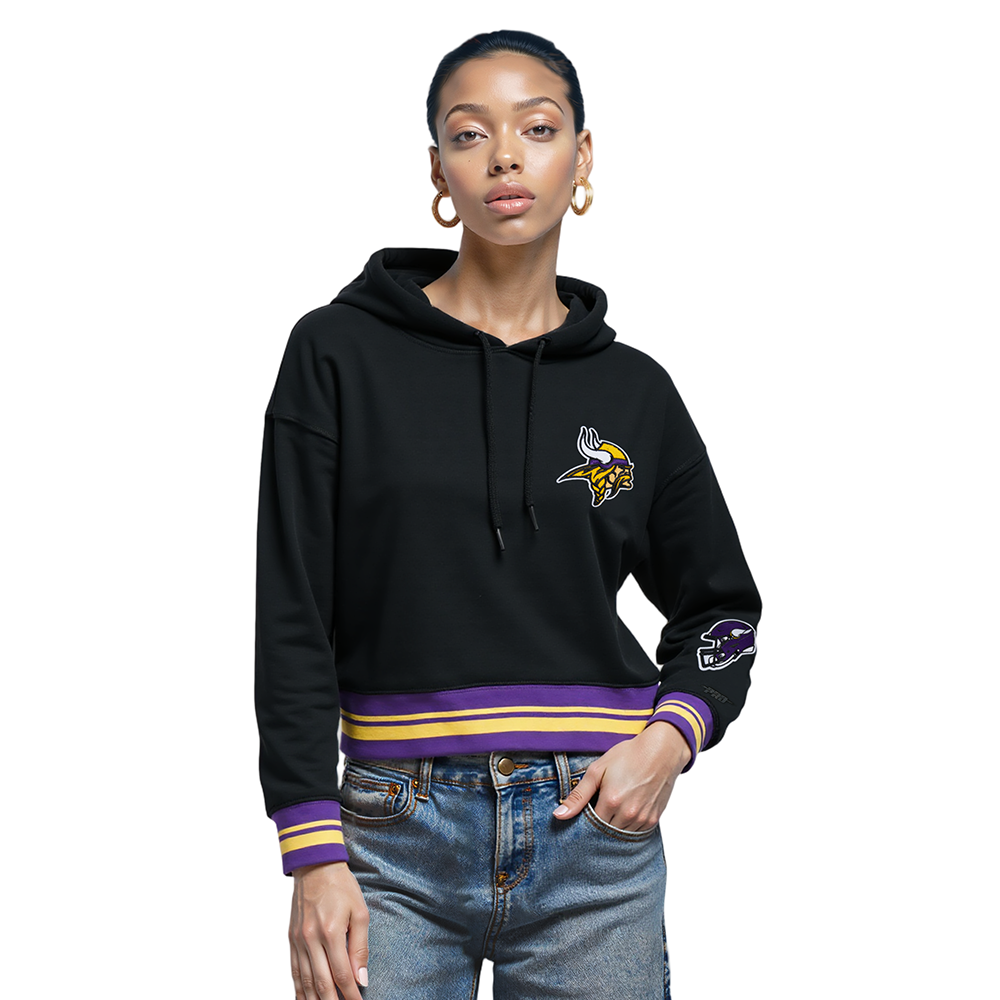 NFL MINNESOTA VIKINGS CHANDAIL À CAPUCHON MASHUP COURT CÔTELÉ POUR FEMME (NOIR/VIOLET)