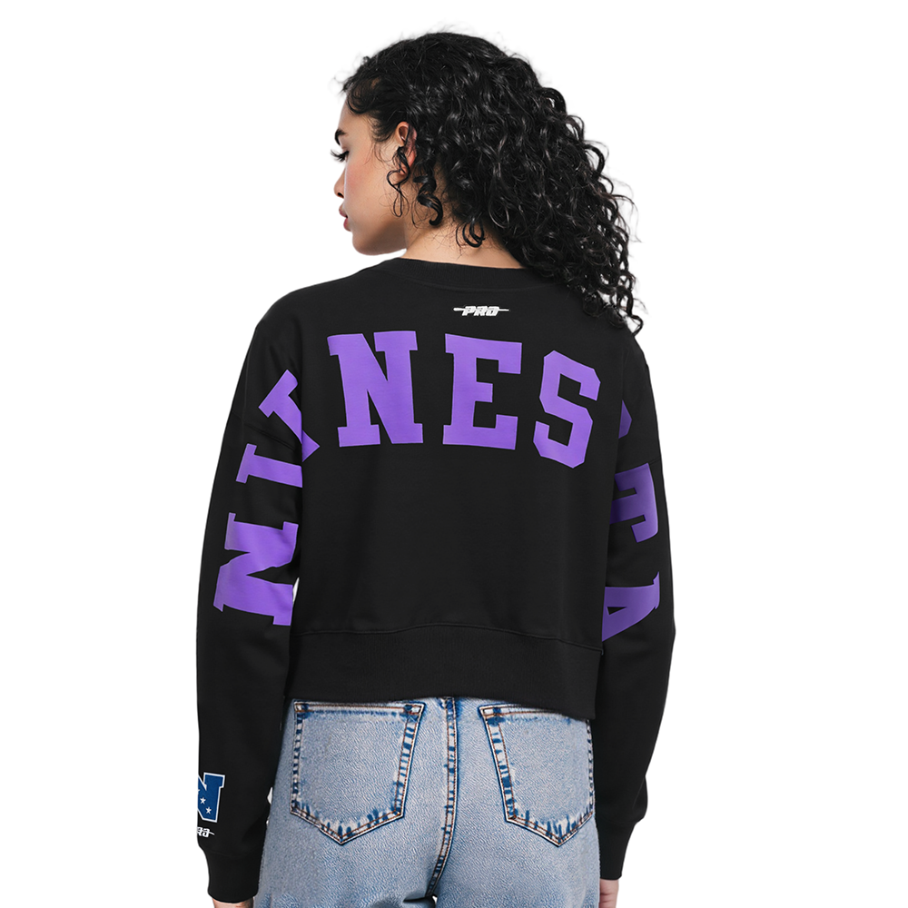 NFL MINNESOTA VIKINGS WINGSPAN WOMEN'S FLC CREWNECK (BLACK)