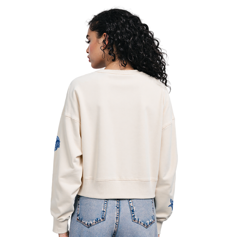 NFL MINNESOTA VIKINGS VARSITY BLUES CHANDAIL À COL ROND EN MOLLETON POUR FEMME (LIN)