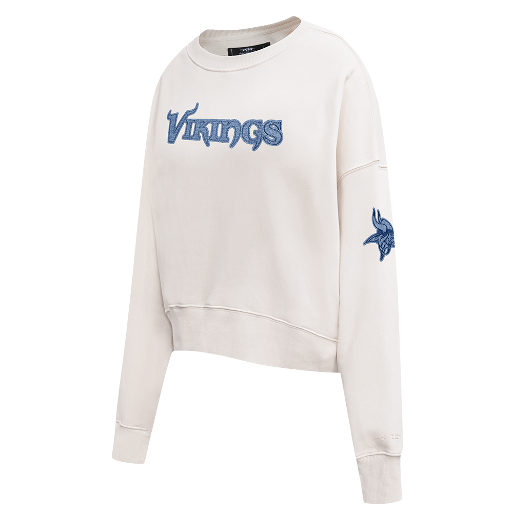 NFL MINNESOTA VIKINGS VARSITY BLUES CHANDAIL À COL ROND EN MOLLETON POUR FEMME (LIN)