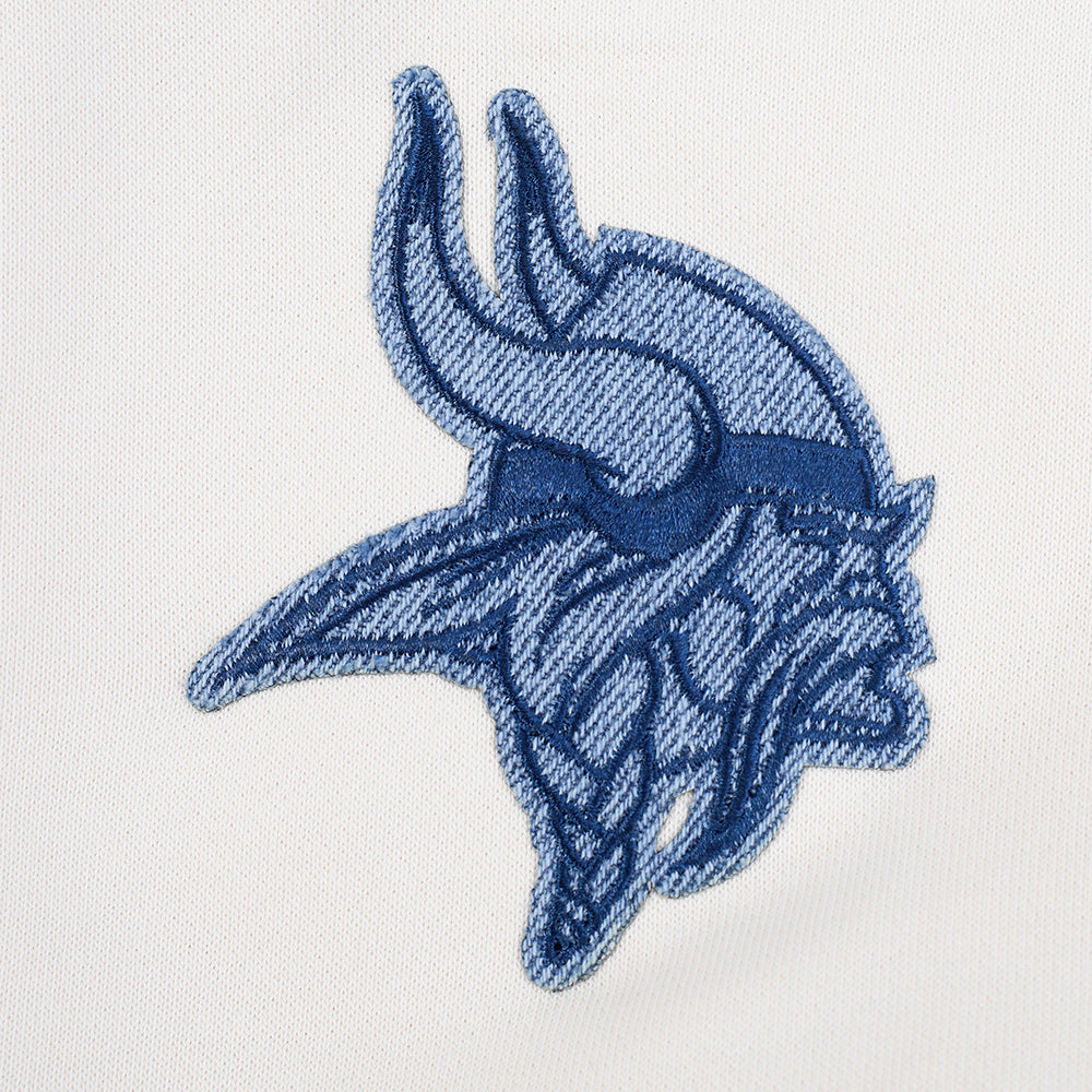 NFL MINNESOTA VIKINGS VARSITY BLUES CHANDAIL À COL ROND EN MOLLETON POUR FEMME (LIN)