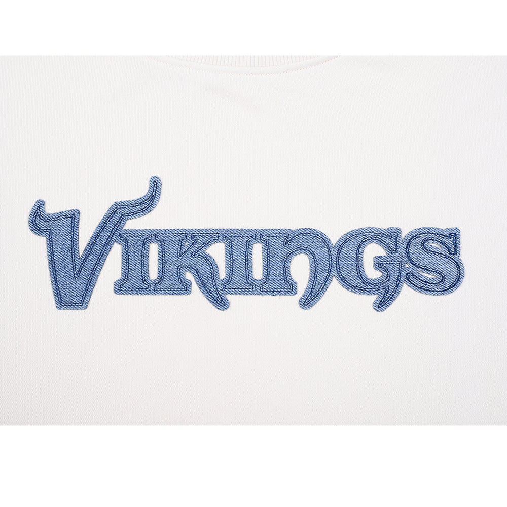 NFL MINNESOTA VIKINGS VARSITY BLUES CHANDAIL À COL ROND EN MOLLETON POUR FEMME (LIN)