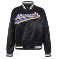 NFL MINNESOTA VIKINGS SCRIPT TAIL WOMEN'S SATIN JACKET (BLACK)