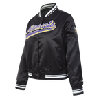 NFL MINNESOTA VIKINGS SCRIPT TAIL WOMEN'S SATIN JACKET (BLACK)