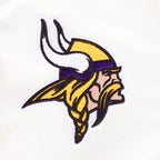 NFL MINNESOTA VIKINGS RETRO CLASSIC BLOUSON EN SATIN À BORDS CÔTELÉS POUR FEMME (COQUILLE D'ŒUF/VIOLET)