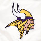 NFL MINNESOTA VIKINGS RETRO CLASSIC BLOUSON EN SATIN À BORDS CÔTELÉS POUR FEMME (COQUILLE D'ŒUF/VIOLET)