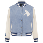 NFL MINNESOTA VIKINGS VARSITY BLUES WOMEN'S DENIM VARSITY JACKET (DENIM/LINEN)