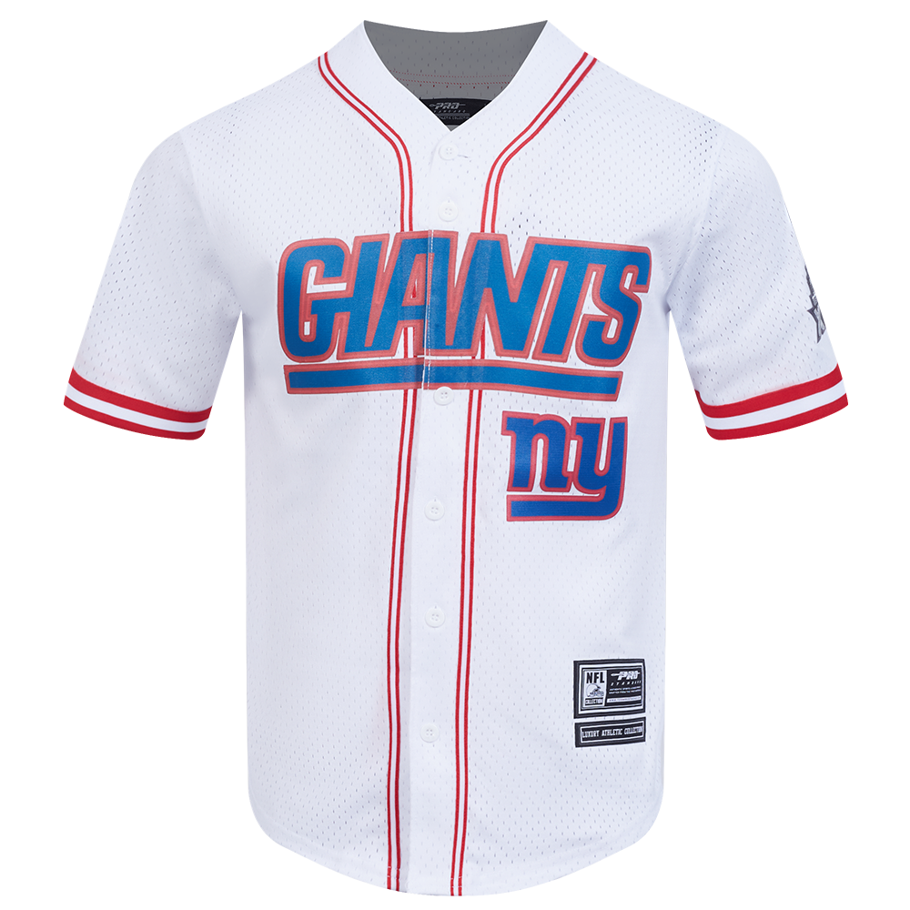 NFL NEW YORK GIANTS CLASSIC MESH CHEMISE BOUTONNÉE À LOGO (BLANC/ROUGE)