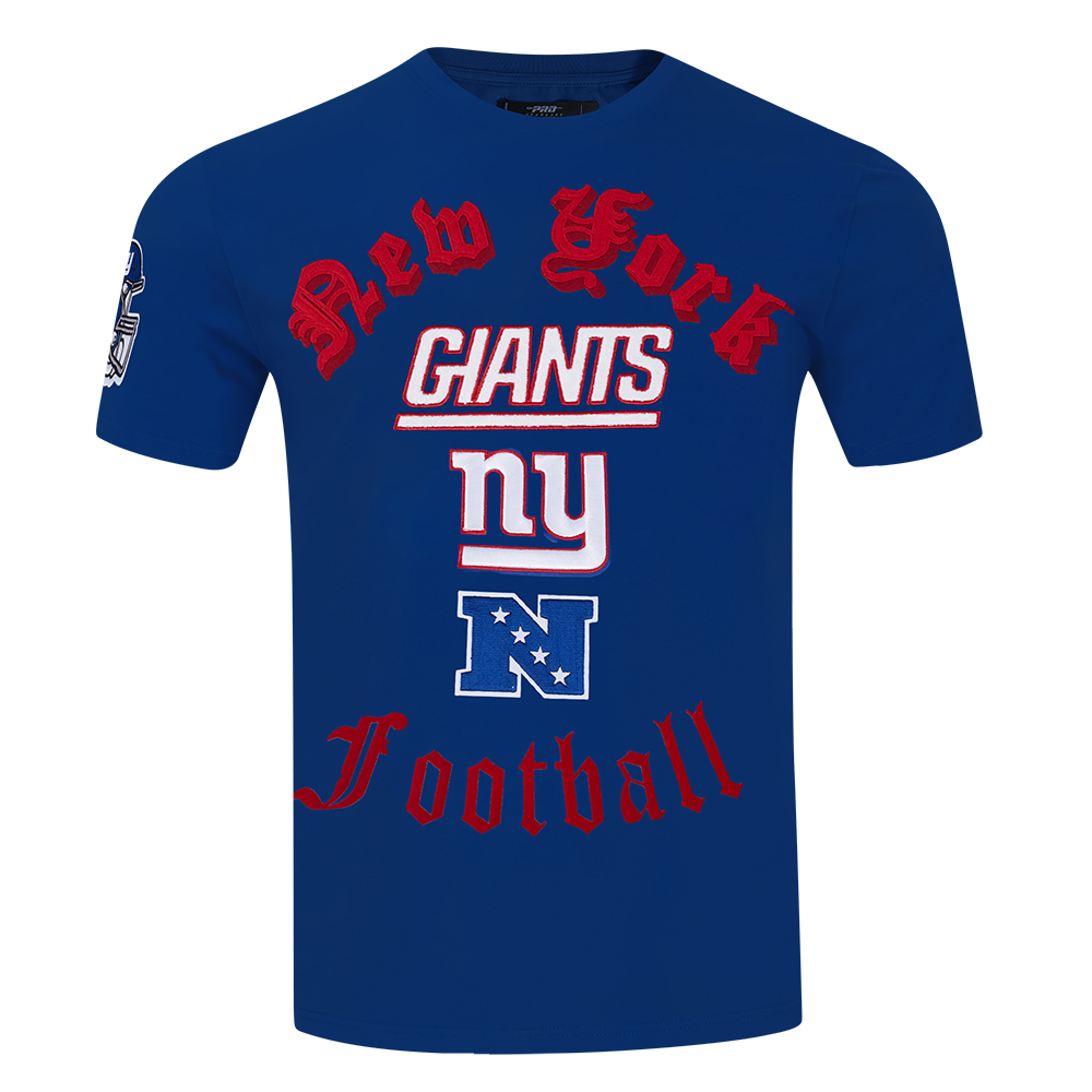 NFL NEW YORK GIANTS OLD ENGLISH T-SHIRT POUR HOMME (BLEU DODGER)