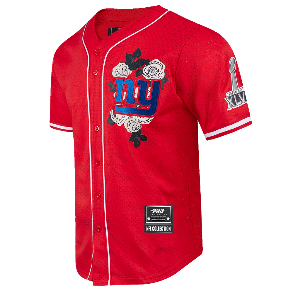 NFL NEW YORK GIANTS ROSES MEN'S MESH BUTTON UP JERSEY (RED)