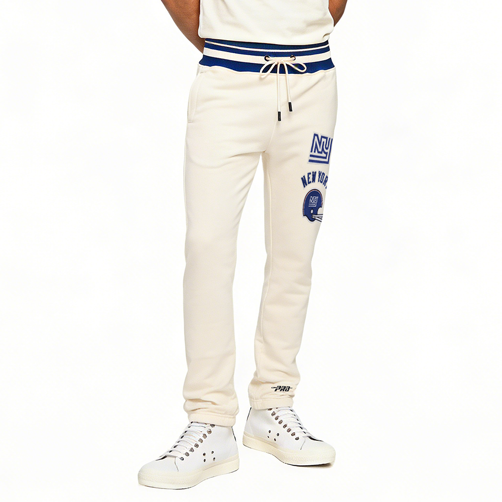 NFL NEW YORK GIANTS RETRO CLASSIC MEN'S FLC SWEATPANT (EGGSHELL/DODGER BLUE)