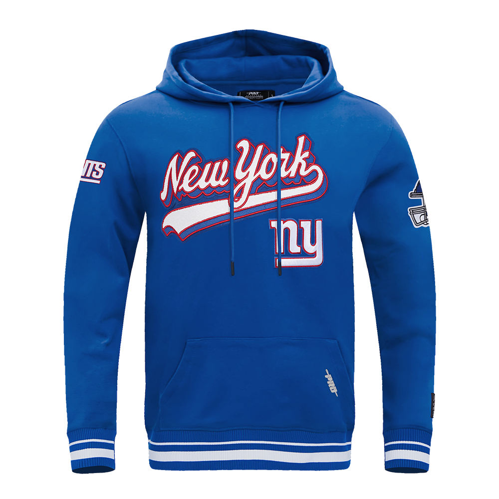 NFL NEW YORK GIANTS SCRIPT TAIL CHANDAIL À CAPUCHON EN MOLLETON CÔTELÉ POUR HOMME (BLEU DODGER)