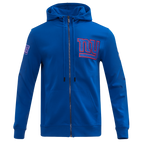 NFL NEW YORK GIANTS CLASSIC CHENILLE MEN'S FULL ZIP HOODIE  (DODGER BLUE)