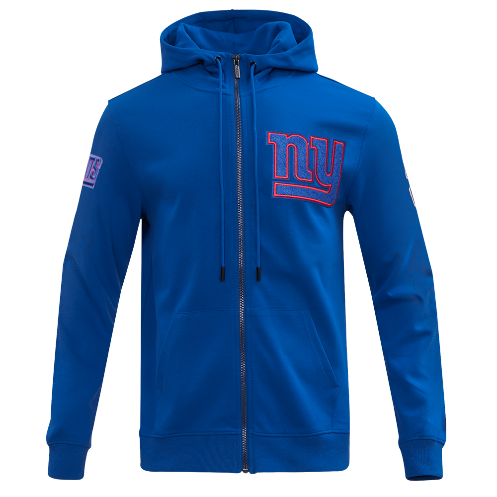 NFL NEW YORK GIANTS CLASSIC CHENILLE CHANDAIL À CAPUCHON À GLISSIÈRE POUR HOMME (BLEU DODGER)