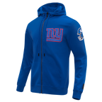 NFL NEW YORK GIANTS CLASSIC CHENILLE MEN'S FULL ZIP HOODIE  (DODGER BLUE)