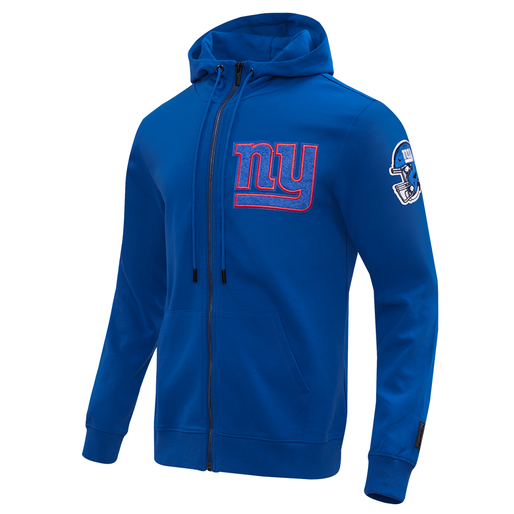 NFL NEW YORK GIANTS CLASSIC CHENILLE MEN'S FULL ZIP HOODIE  (DODGER BLUE)