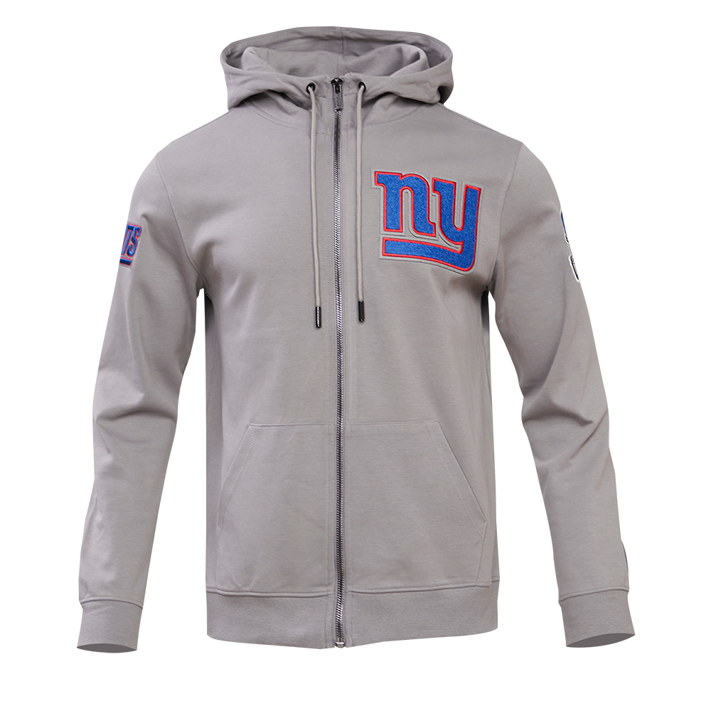 NFL NEW YORK GIANTS CLASSIC CHENILLE CHANDAIL À CAPUCHON À GLISSIÈRE POUR HOMME (GRIS)