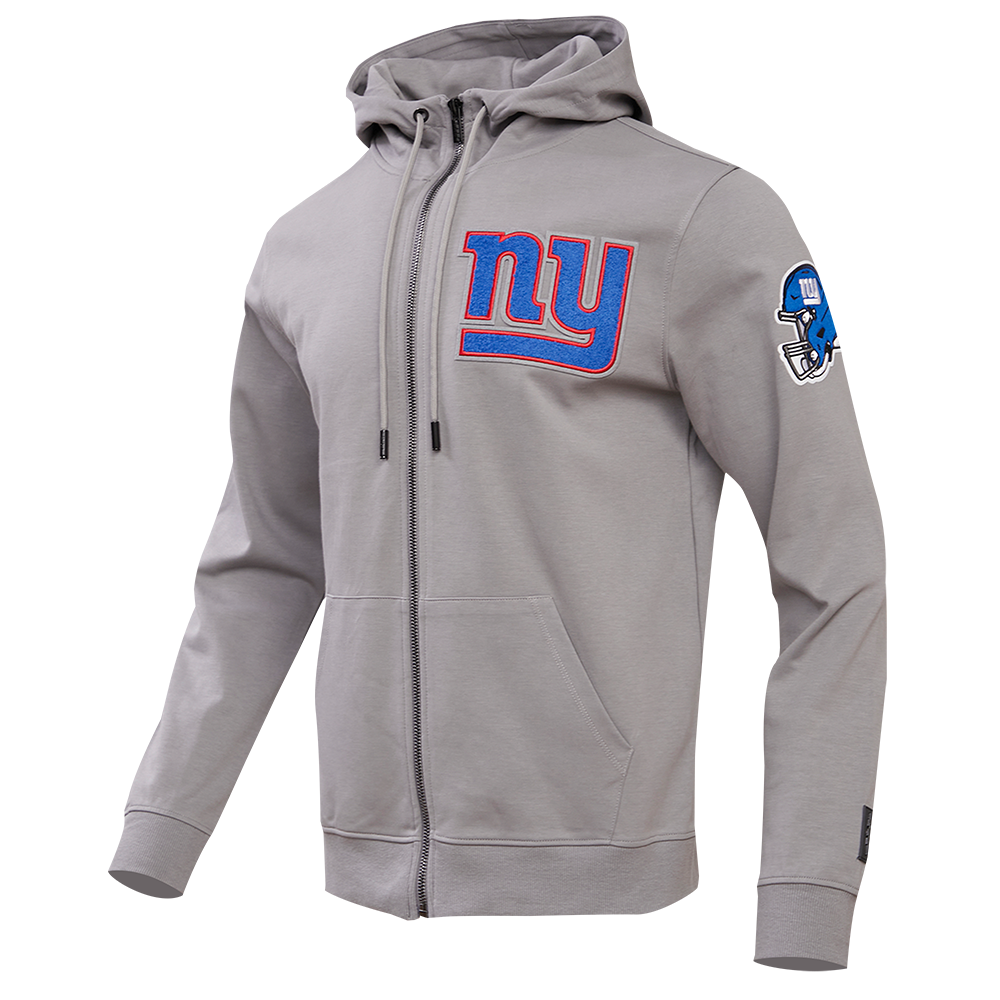 NFL NEW YORK GIANTS CLASSIC CHENILLE MEN'S FULL ZIP HOODIE  (GRAY)