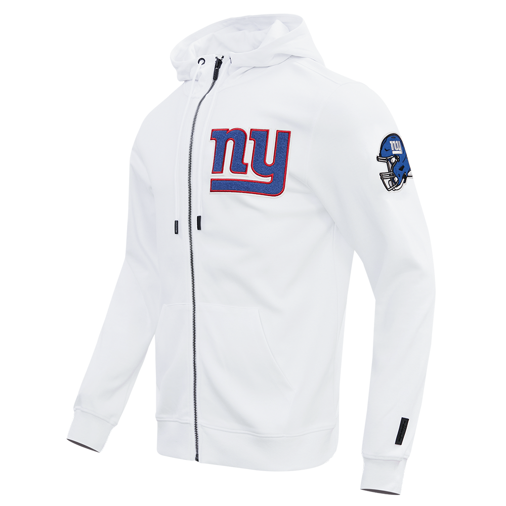 NFL NEW YORK GIANTS CLASSIC CHENILLE MEN'S FULL ZIP HOODIE  (WHITE)