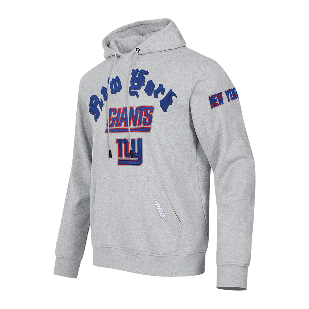 NFL NEW YORK GIANTS OLD ENGLISH CHANDAIL À CAPUCHON EN MOLLETON POUR HOMME (GRIS CHINÉ)