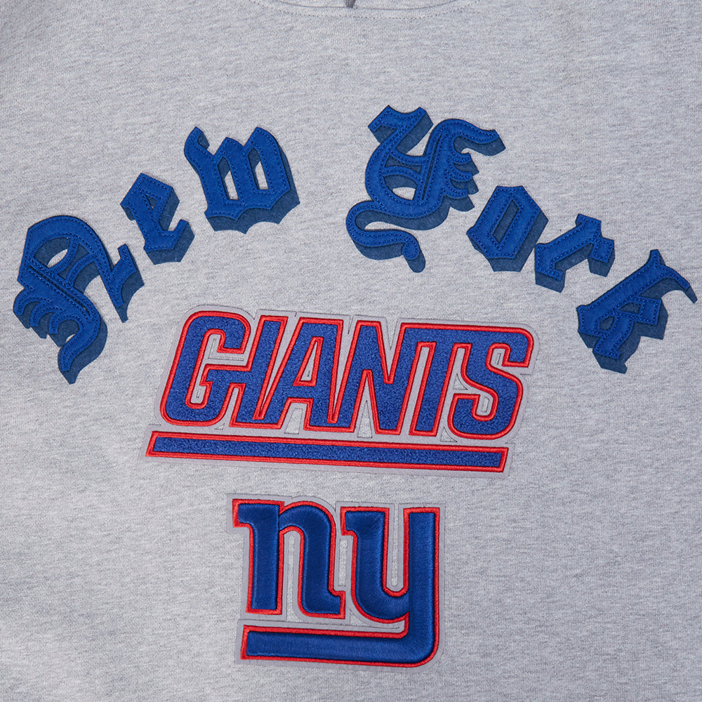 NFL NEW YORK GIANTS OLD ENGLISH CHANDAIL À CAPUCHON EN MOLLETON POUR HOMME (GRIS CHINÉ)
