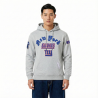 NFL NEW YORK GIANTS OLD ENGLISH CHANDAIL À CAPUCHON EN MOLLETON POUR HOMME (GRIS CHINÉ)
