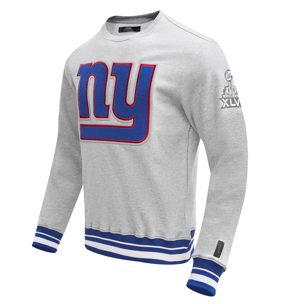 NFL NEW YORK GIANTS MASHUP MEN'S RIB CREWNECK (HEATHER GREY/DODGER BLUE)