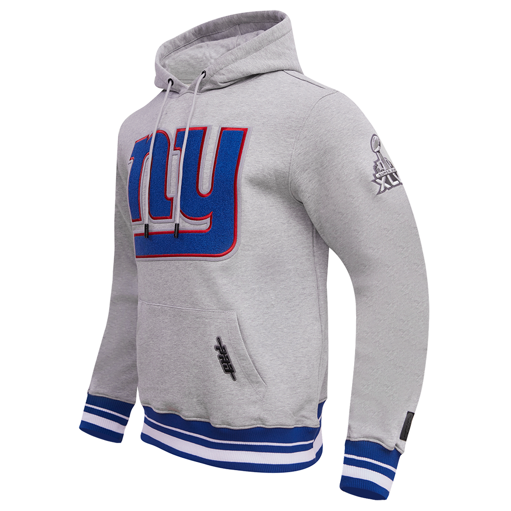 NFL NEW YORK GIANTS MASHUP MEN'S RIB PULLOVER HOODIE (HEATHER GREY/DODGER BLUE)