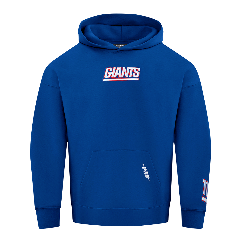 NFL NEW YORK GIANTS WINGSPAN MEN'S DROP SHOULDER FLEECE PULLOVER HOODIE (DODGER BLUE)