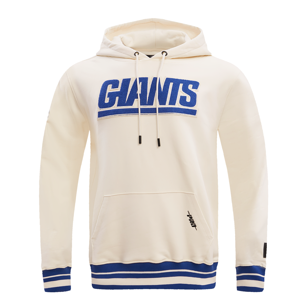 NFL NEW YORK GIANTS RETRO CLASSIC MEN'S PULLOVER HOODIE (EGGSHELL/DODGER BLUE)