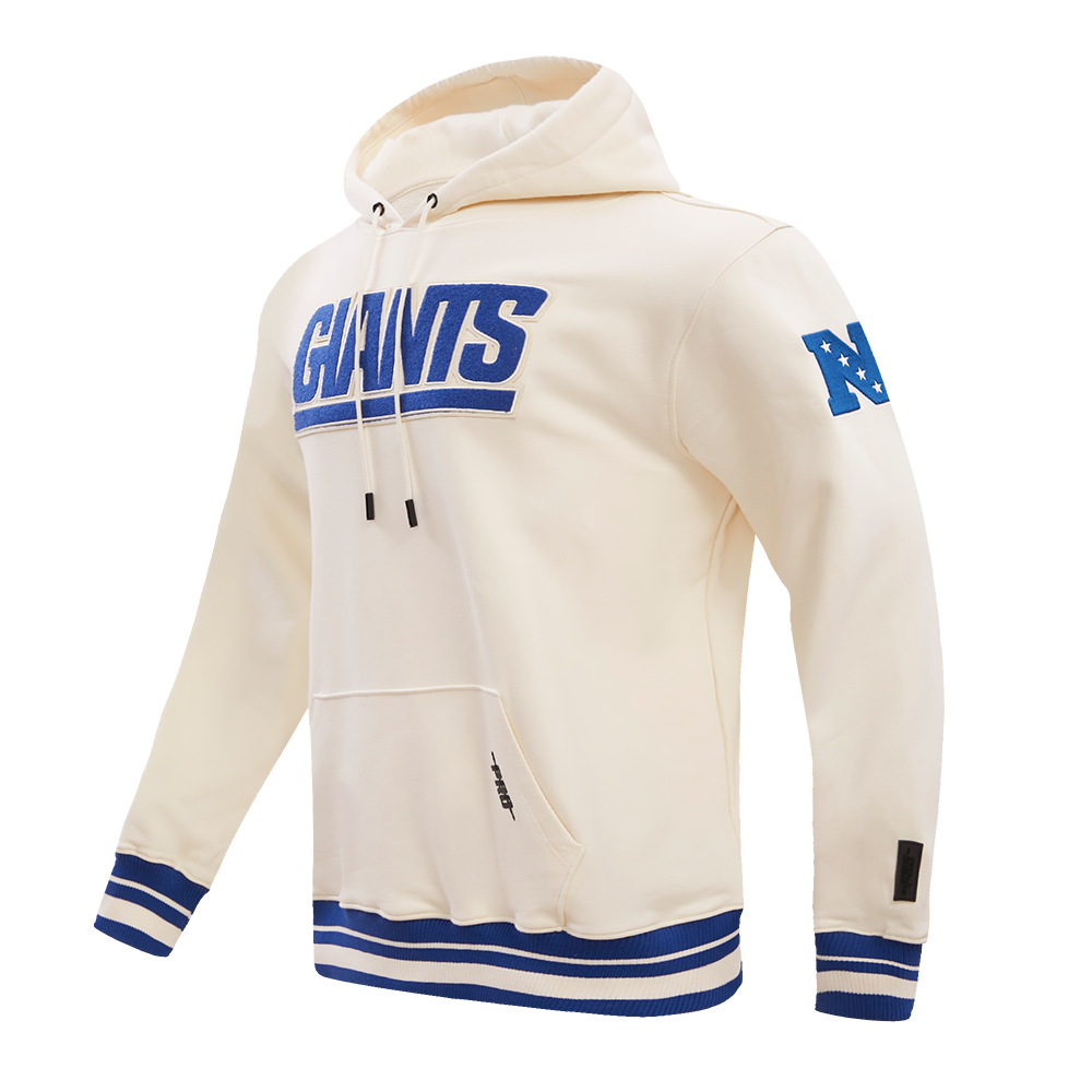 NFL NEW YORK GIANTS RETRO CLASSIC MEN'S PULLOVER HOODIE (EGGSHELL/DODGER BLUE)