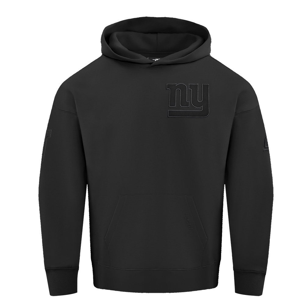 NFL NEW YORK GIANTS NEUTRAL DROP SHOULDER FLEECE PULLOVER HOODIE (BLACK)